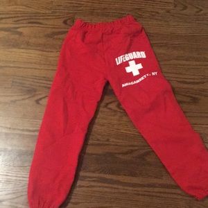 Red Lifeguard Sweatpants SIZE S KIDS